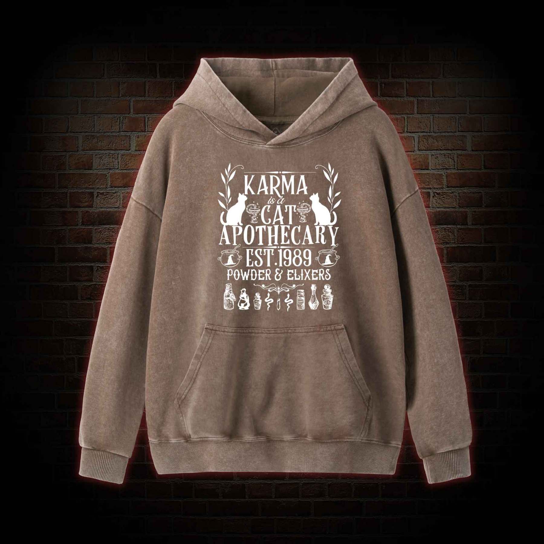 Karma Is A Cat Apothecary Washed Hoodie