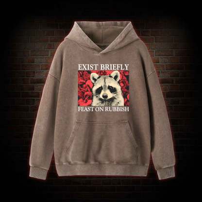 Exist Briefly Feast On Rubbish Washed Hoodie