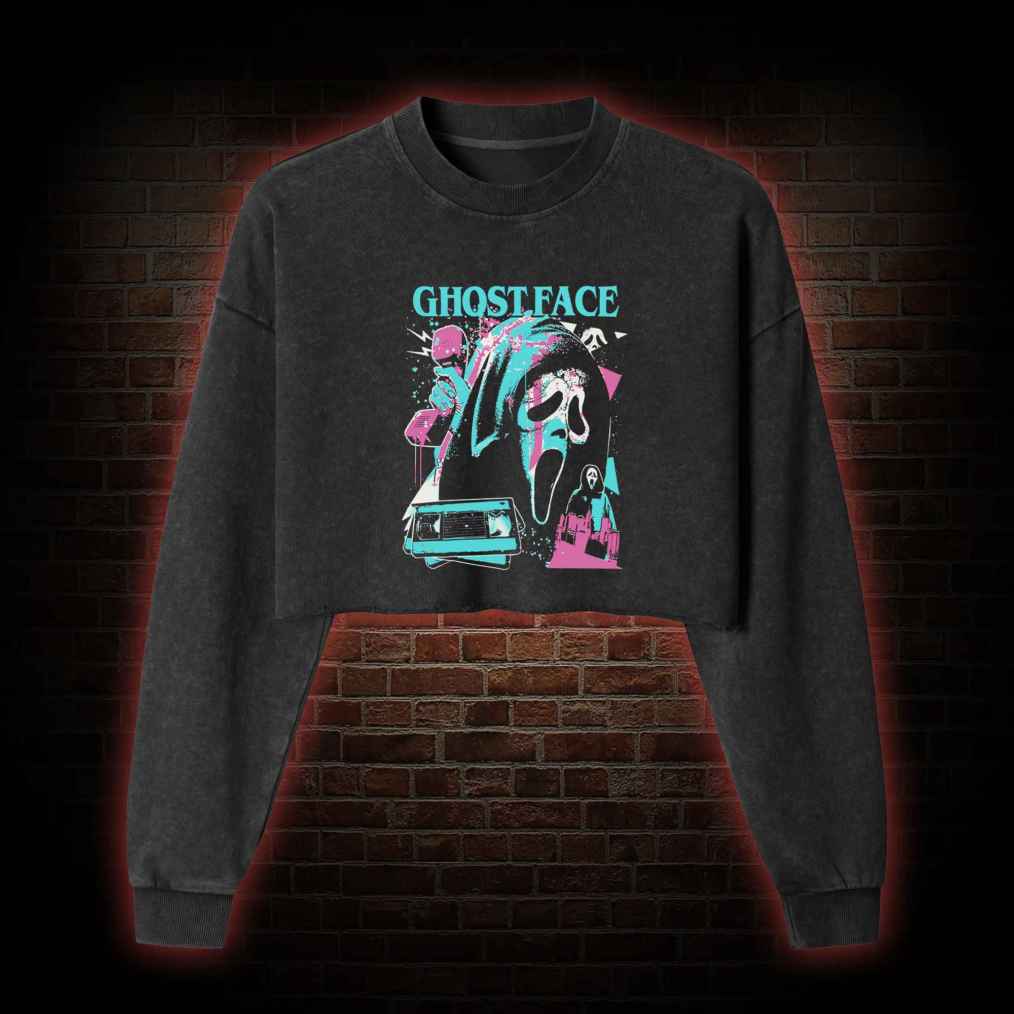 What's Your Favortie Scary Movie? Horror Washed Cropped Sweatshirts