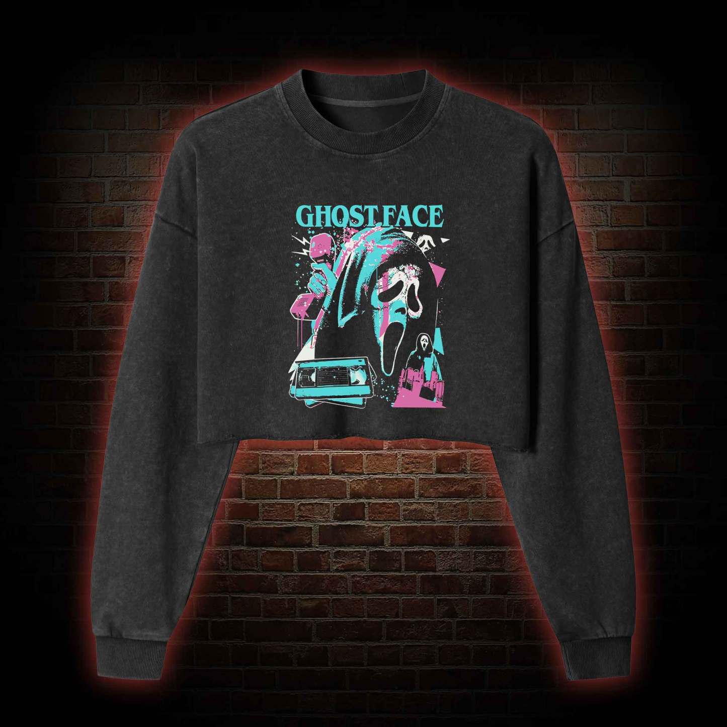 What's Your Favortie Scary Movie? Horror Washed Cropped Sweatshirts