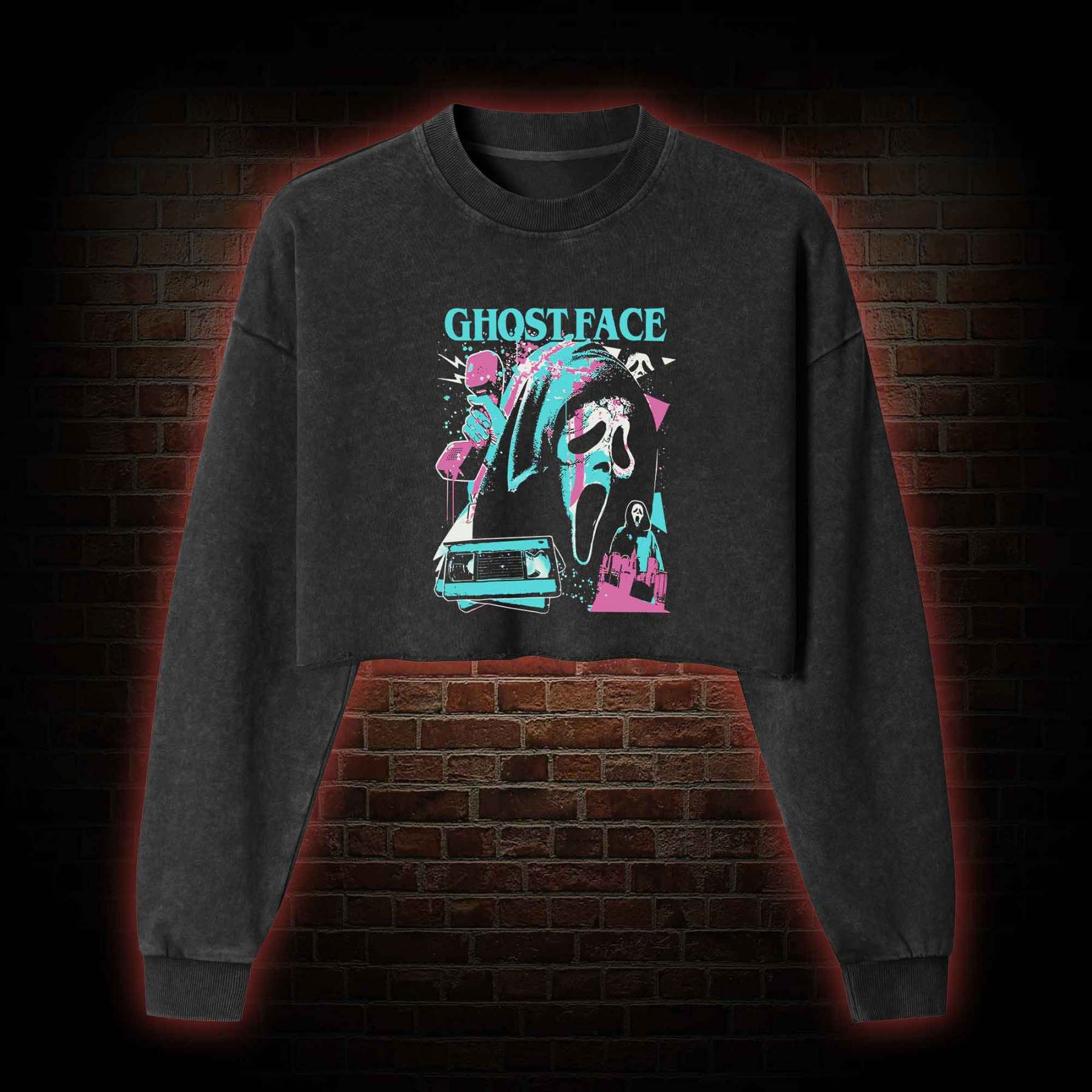 What's Your Favortie Scary Movie? Horror Washed Cropped Sweatshirts