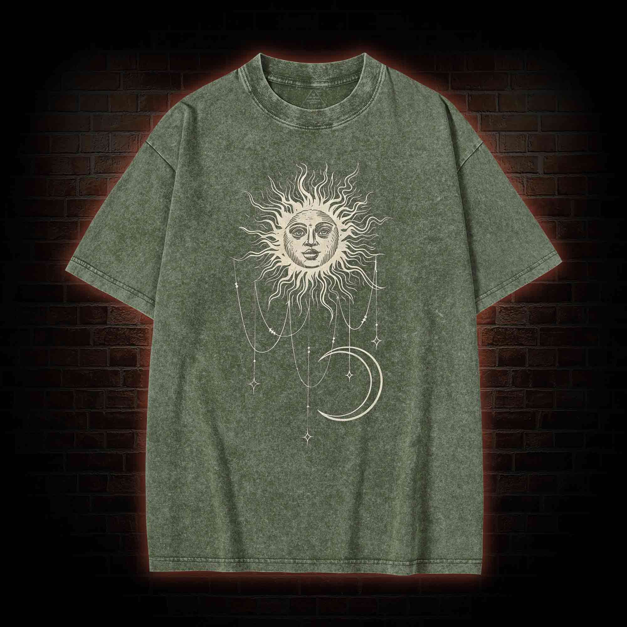 Vintage Celestial Sun and Moon Washed T-shirt