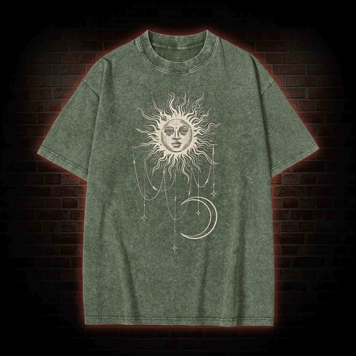 Vintage Celestial Sun and Moon Washed T-shirt