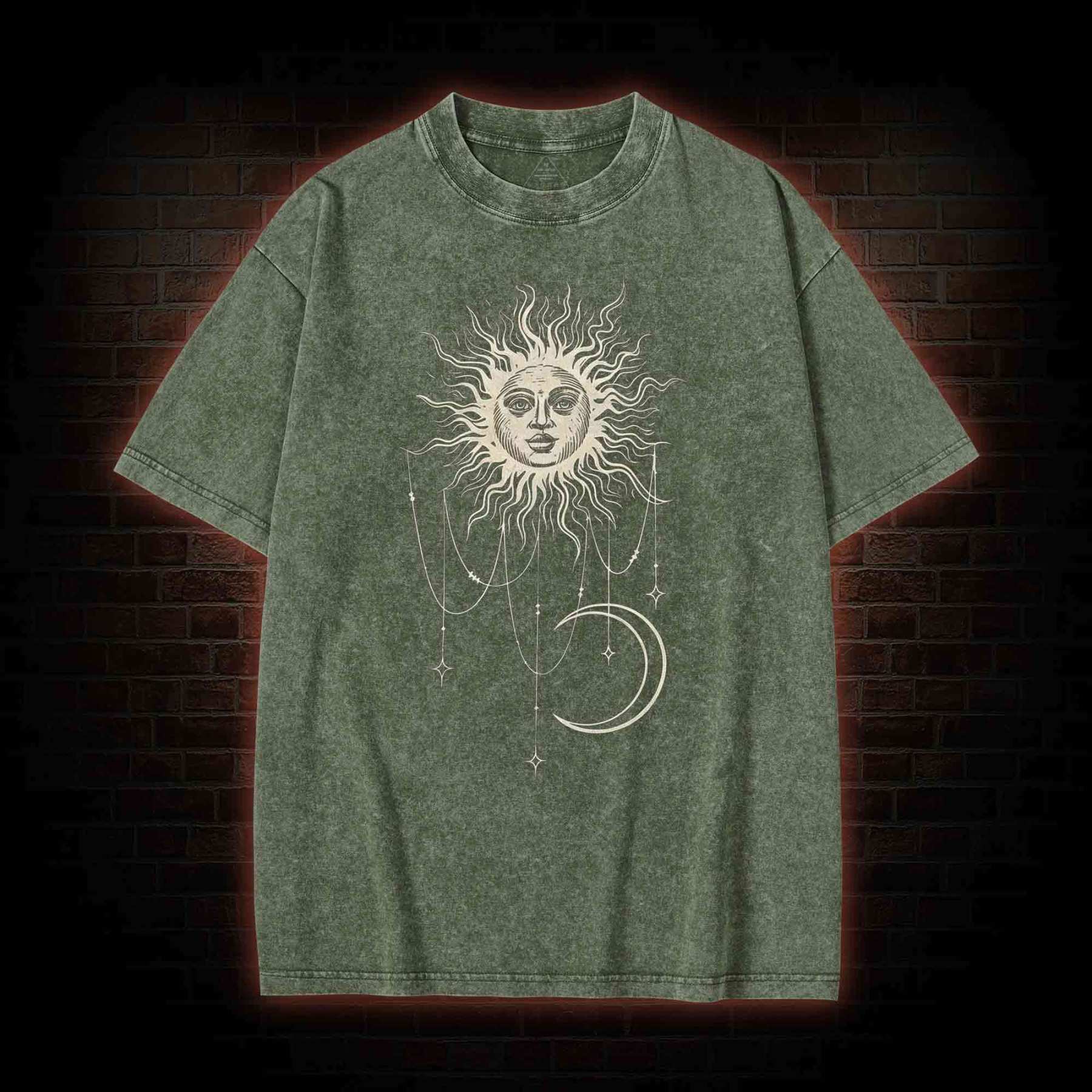 Vintage Celestial Sun and Moon Washed T-shirt