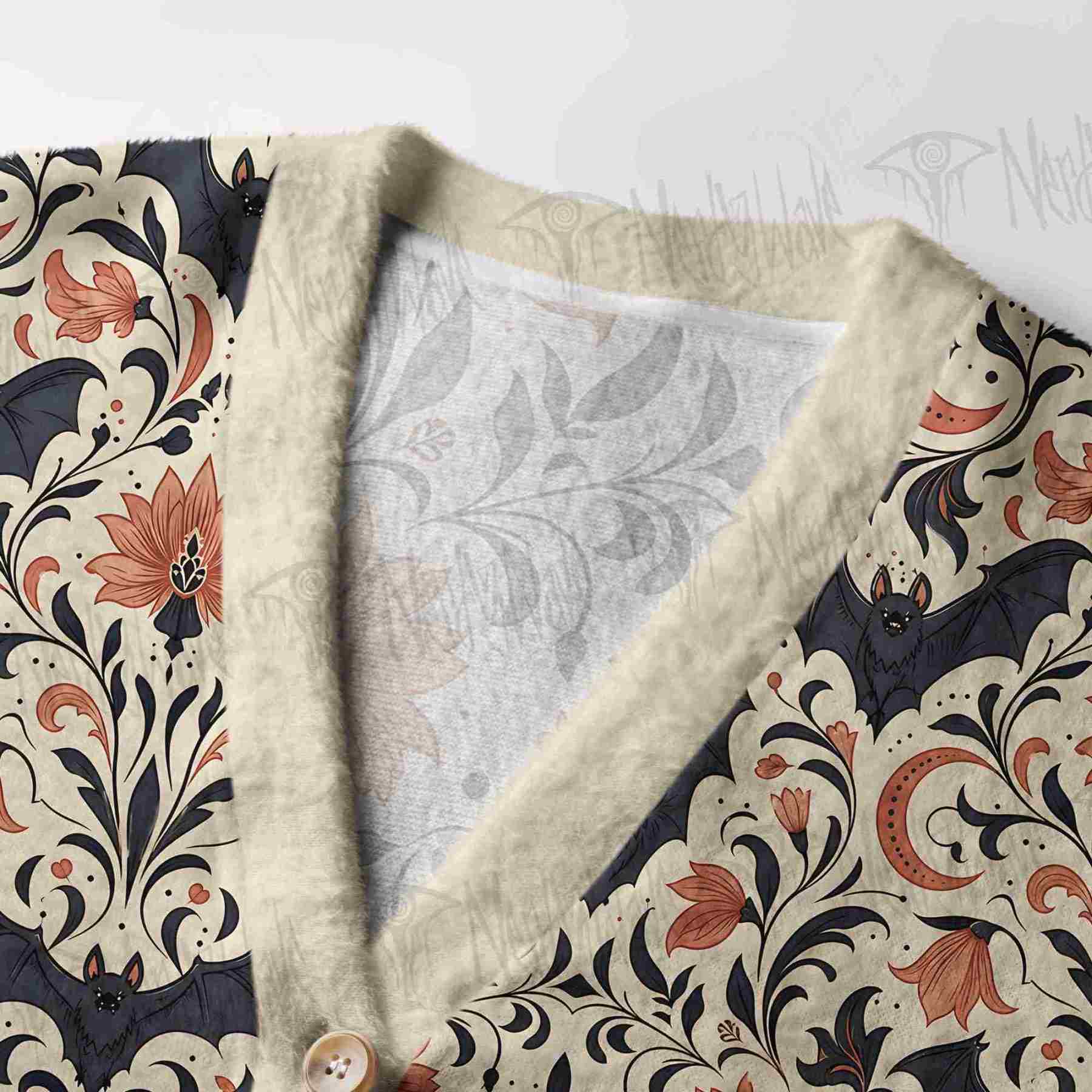 Moonlit Bat Garden Women's Cardigan Sweater