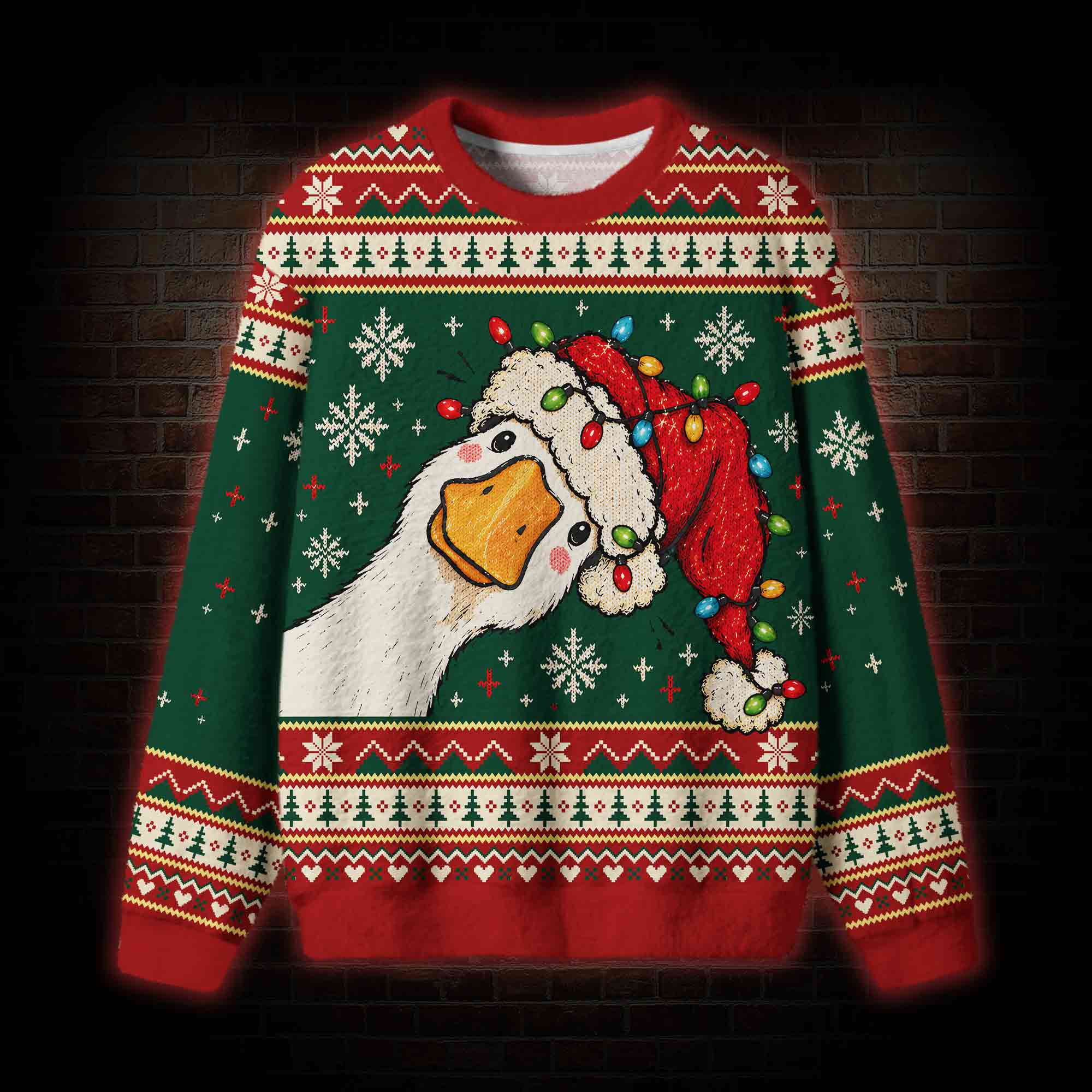 Holiday Goose Portrait Ugly Sweatshirts