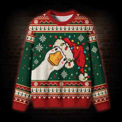 Holiday Goose Portrait Ugly Sweatshirts