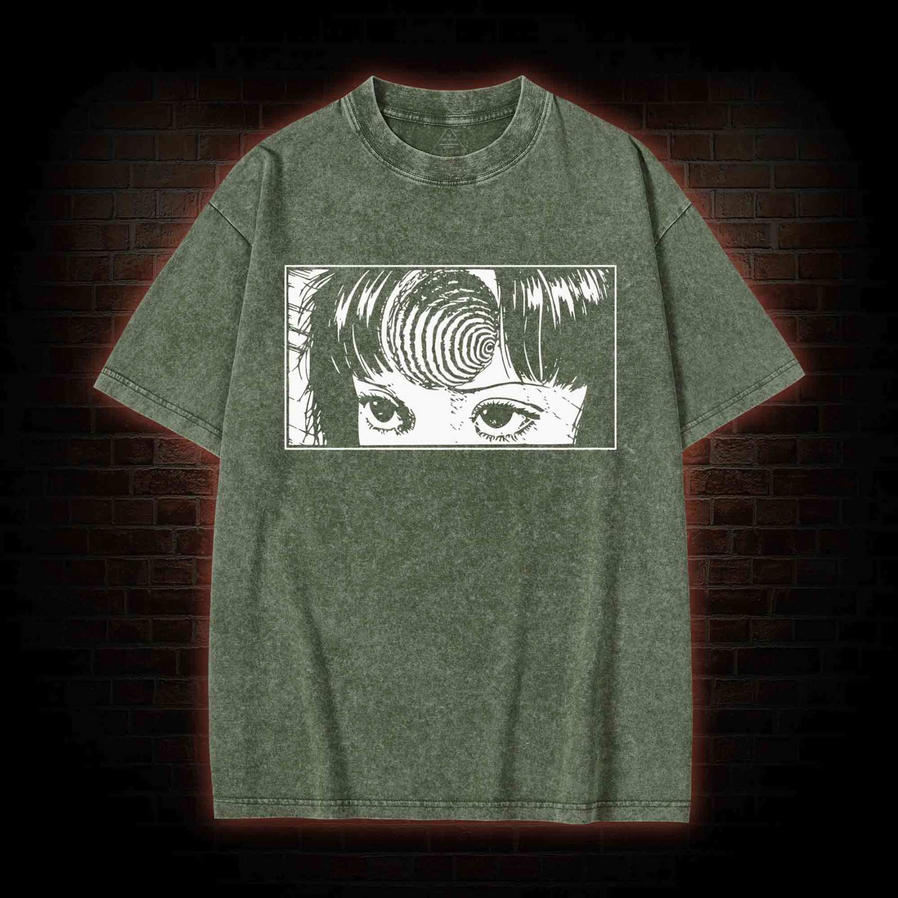Creepy Girl Eyes, Spiral Horror Manga Washed T-shirt