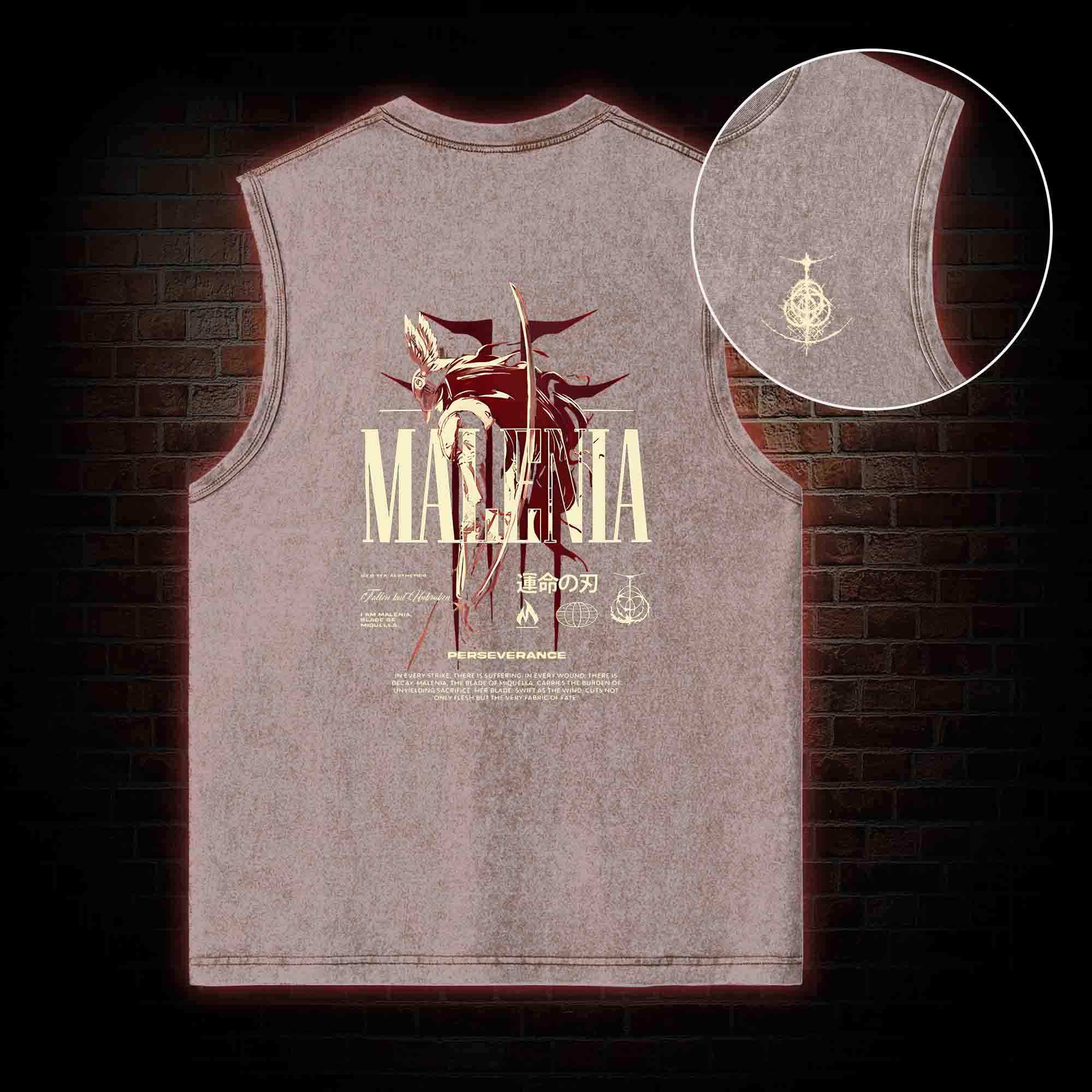 Cursed Goddess Back Print Washed Tank Top