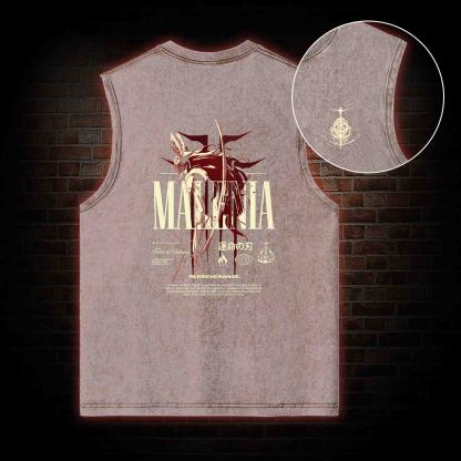 Cursed Goddess Back Print Washed Tank Top