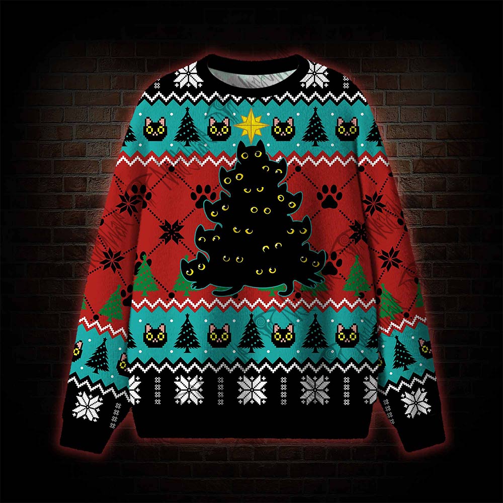 Black Cat Tree Ugly Sweatshirts