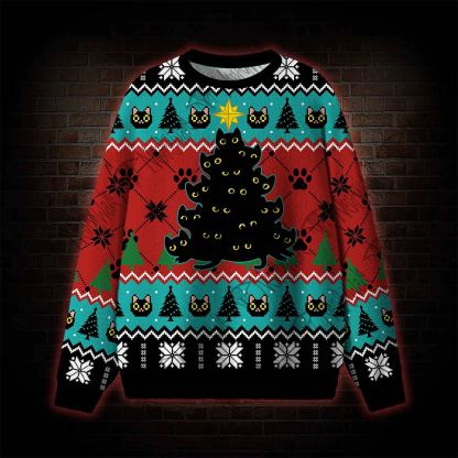 Black Cat Tree Ugly Sweatshirts