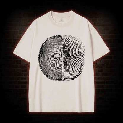 Tree Rings And Fingerprint Washed T-shirt