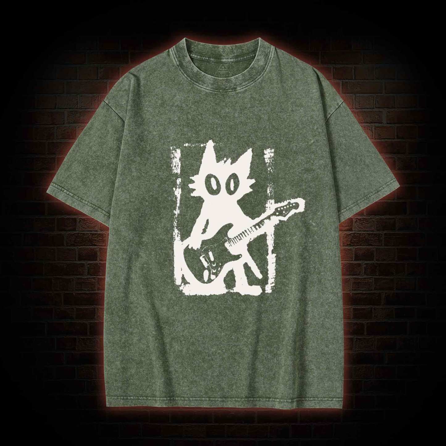 Rock and Roll Cat Washed T-shirt