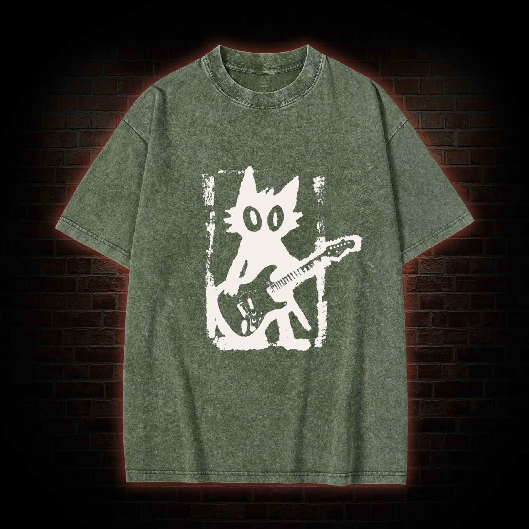 Rock and Roll Cat Washed T-shirt