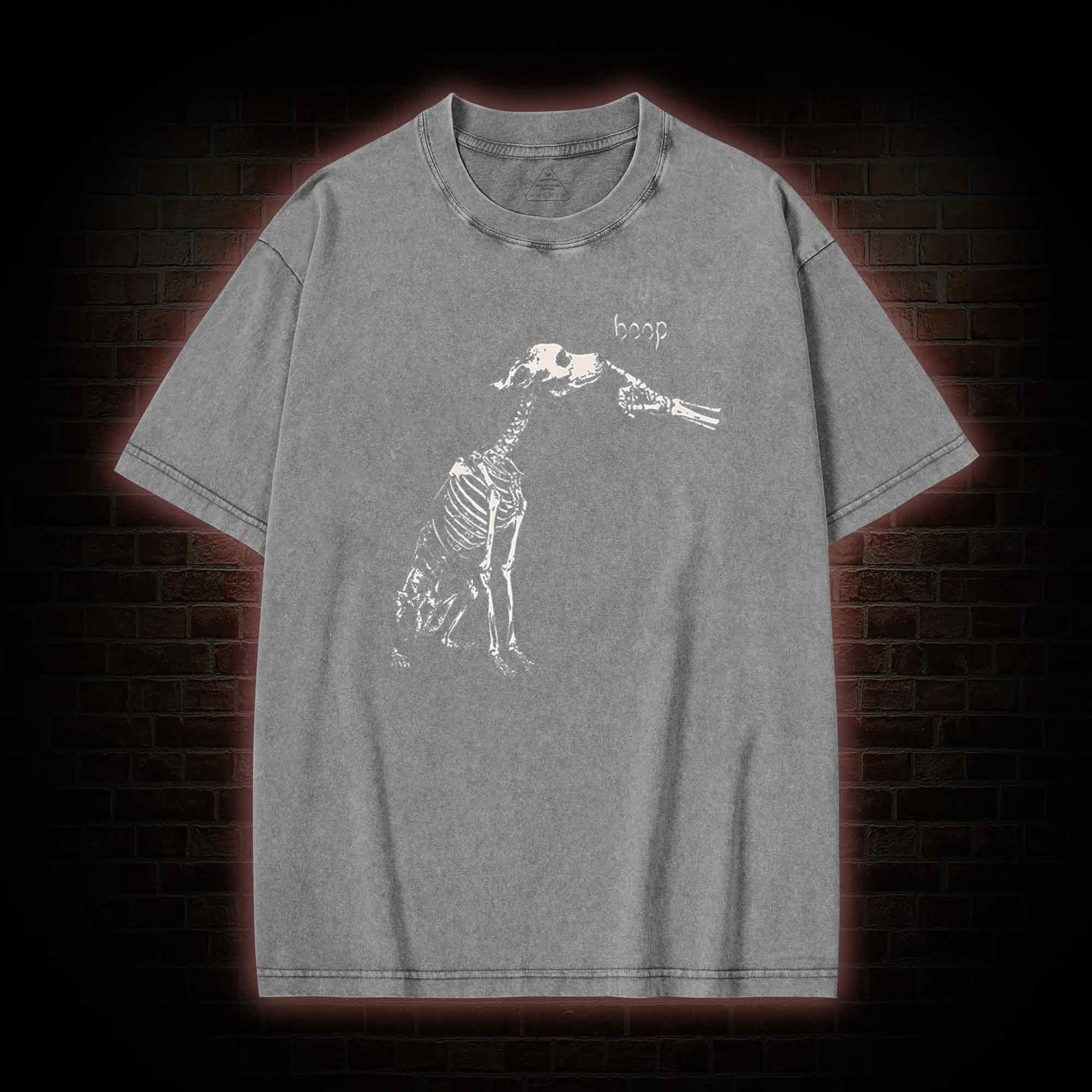 Boop Dog Skeleton Halloween Washed T-shirt