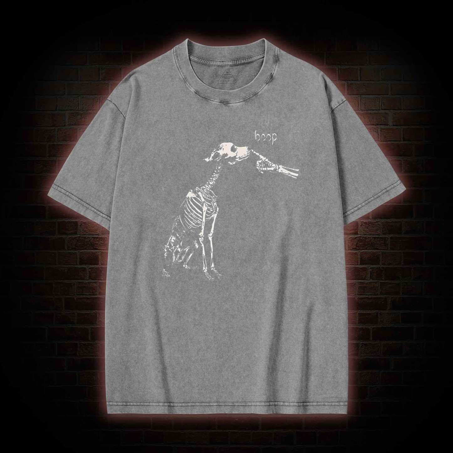 Boop Dog Skeleton Halloween Washed T-shirt