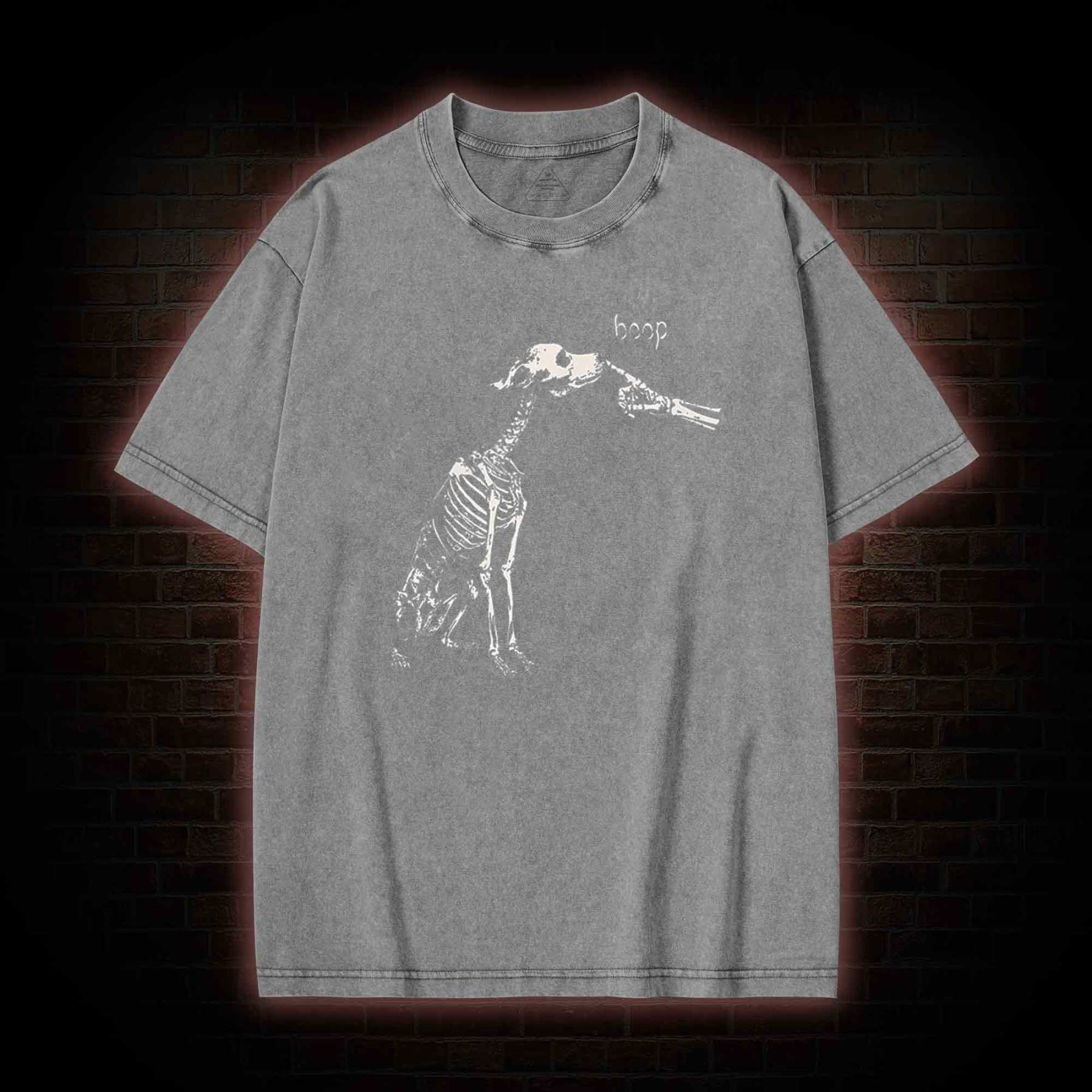 Boop Dog Skeleton Halloween Washed T-shirt