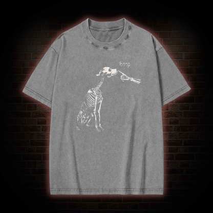 Boop Dog Skeleton Halloween Washed T-shirt