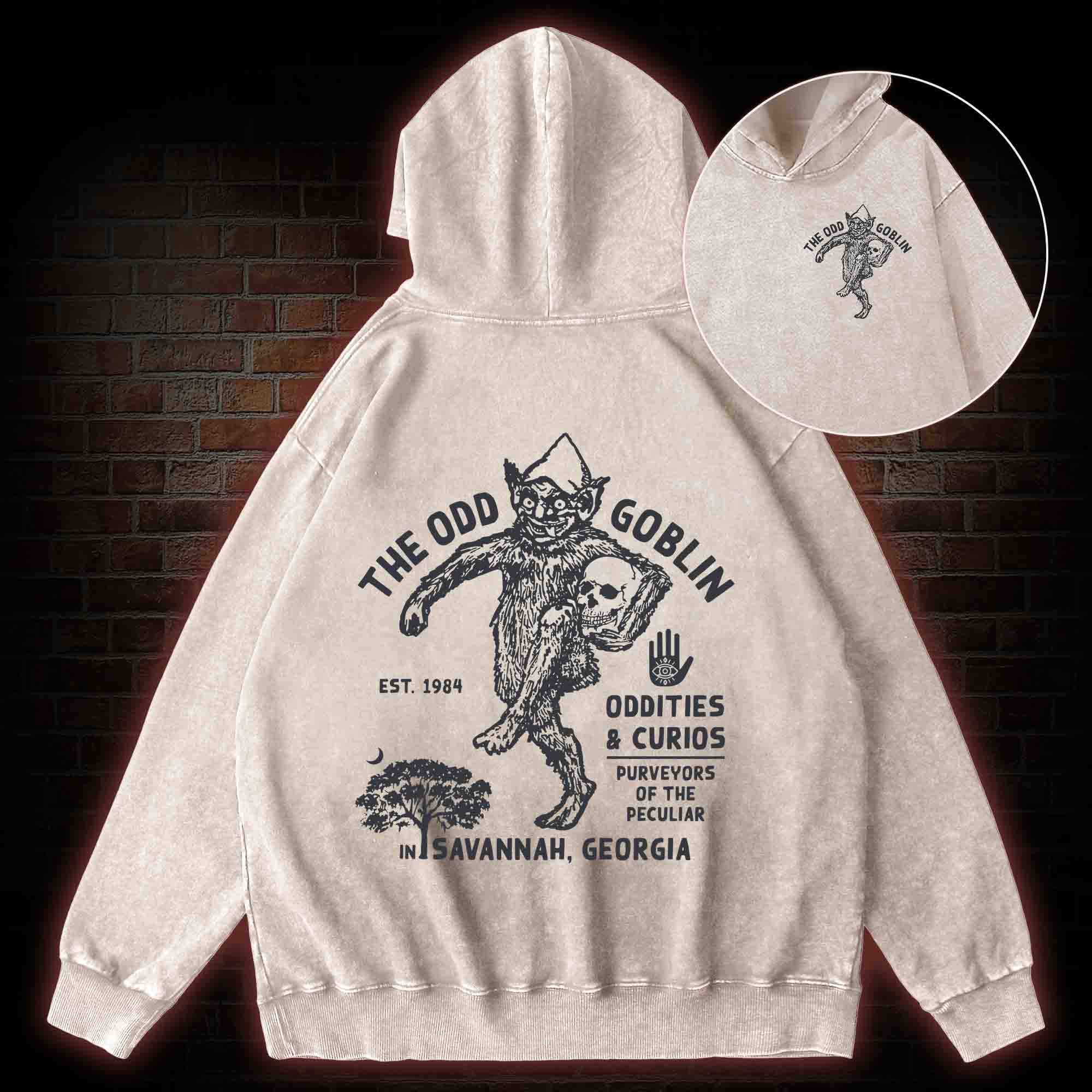 The Odd Goblin back print washed hoodie