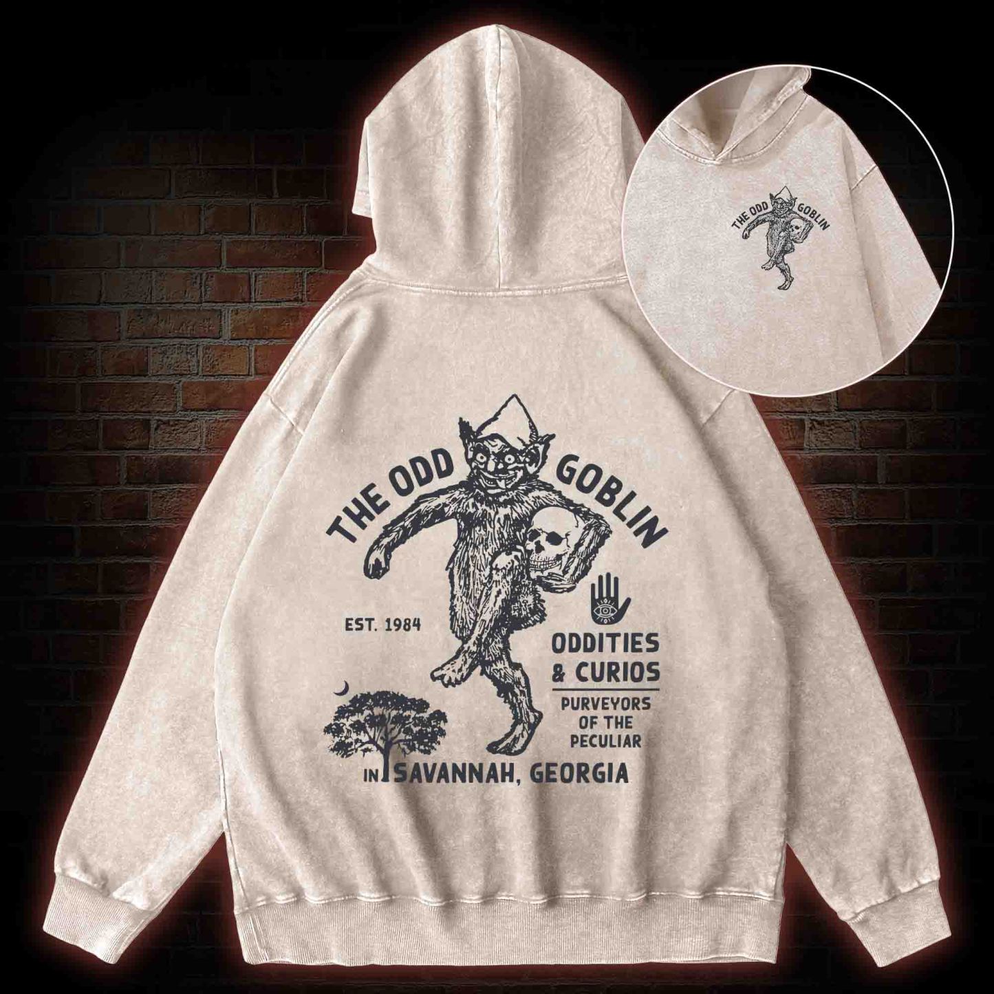 The Odd Goblin back print washed hoodie
