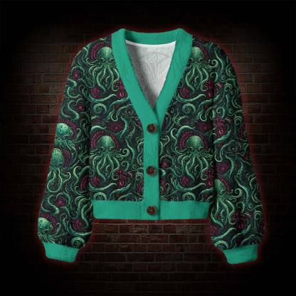 Emerald Cthulhu Women's Cardigan Sweater