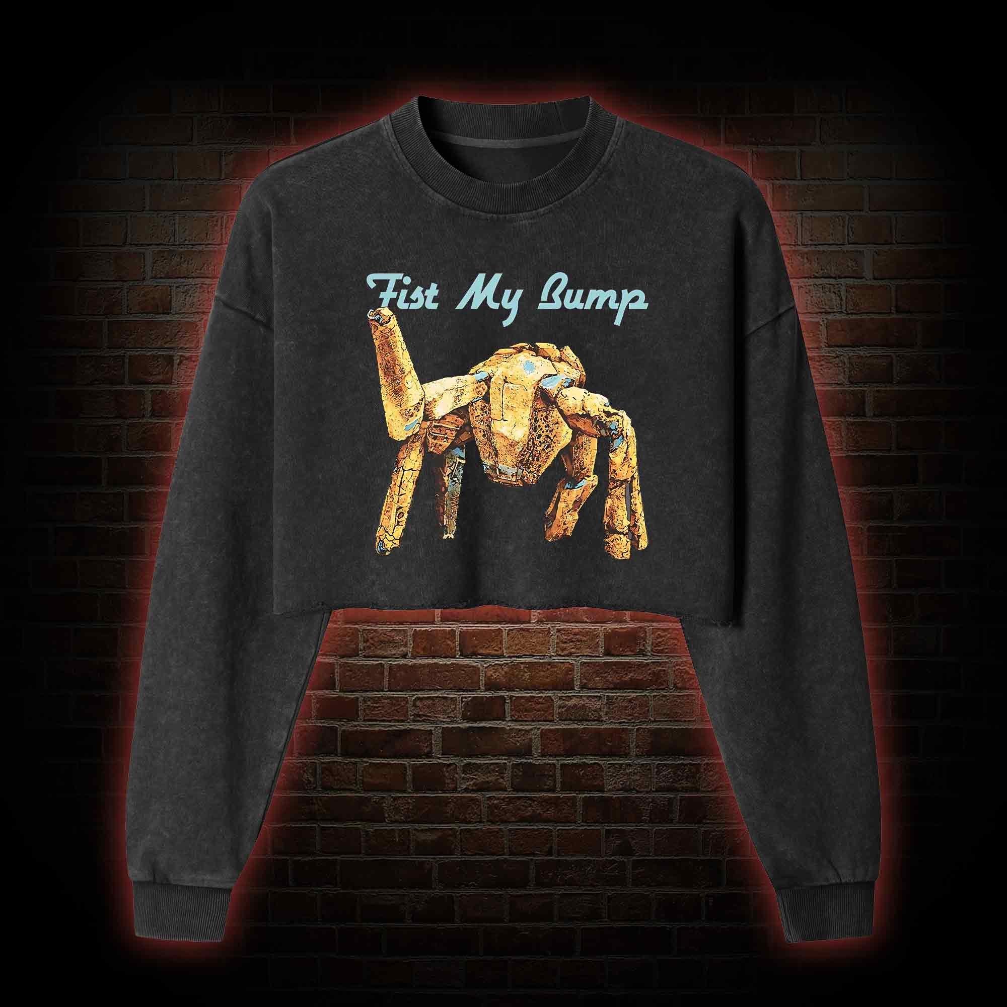 Fist My Bump Washed Cropped Sweatshirts