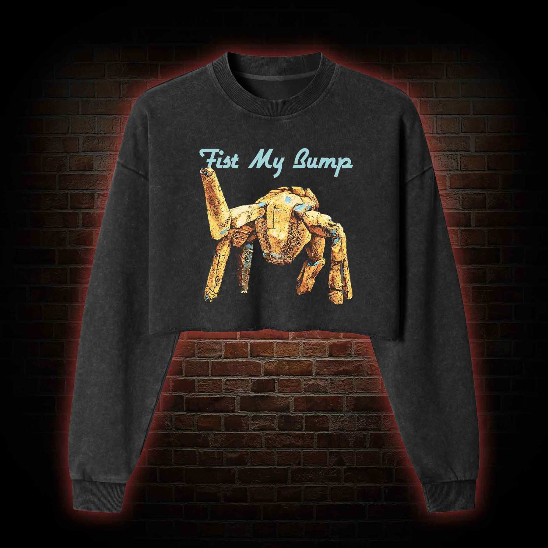 Fist My Bump Washed Cropped Sweatshirts