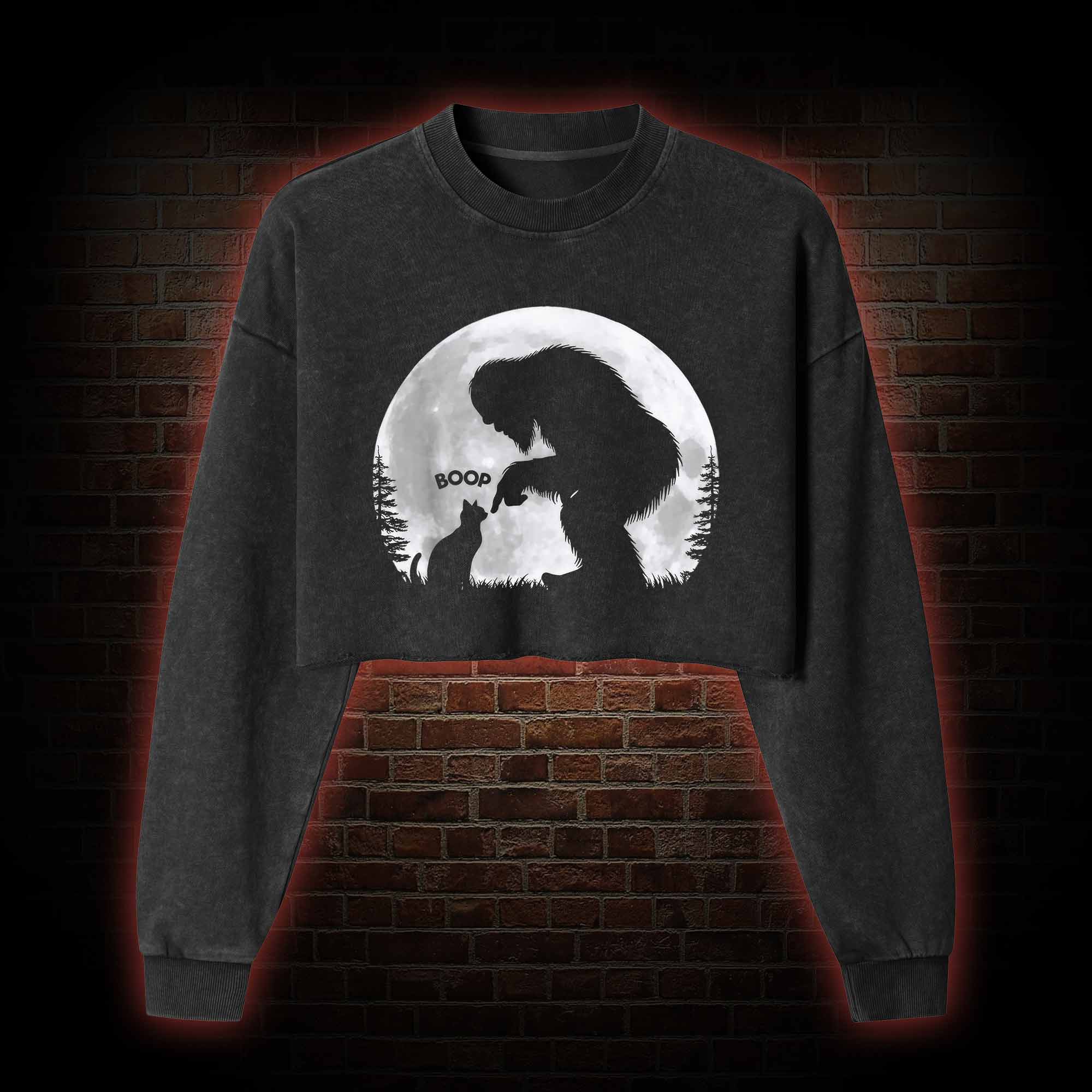 Hand Boop Nose Washed Cropped Sweatshirts