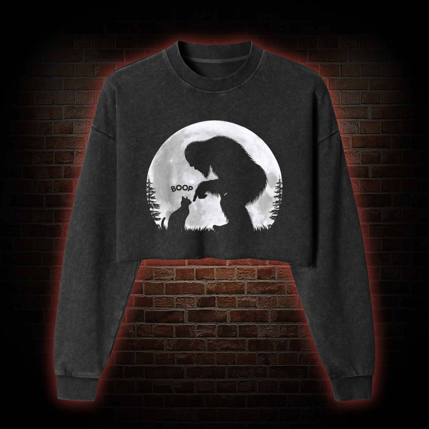 Hand Boop Nose Washed Cropped Sweatshirts