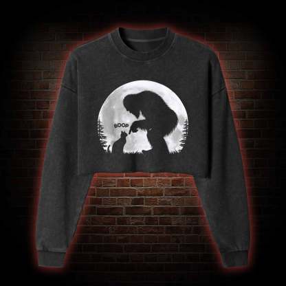 Hand Boop Nose Washed Cropped Sweatshirts
