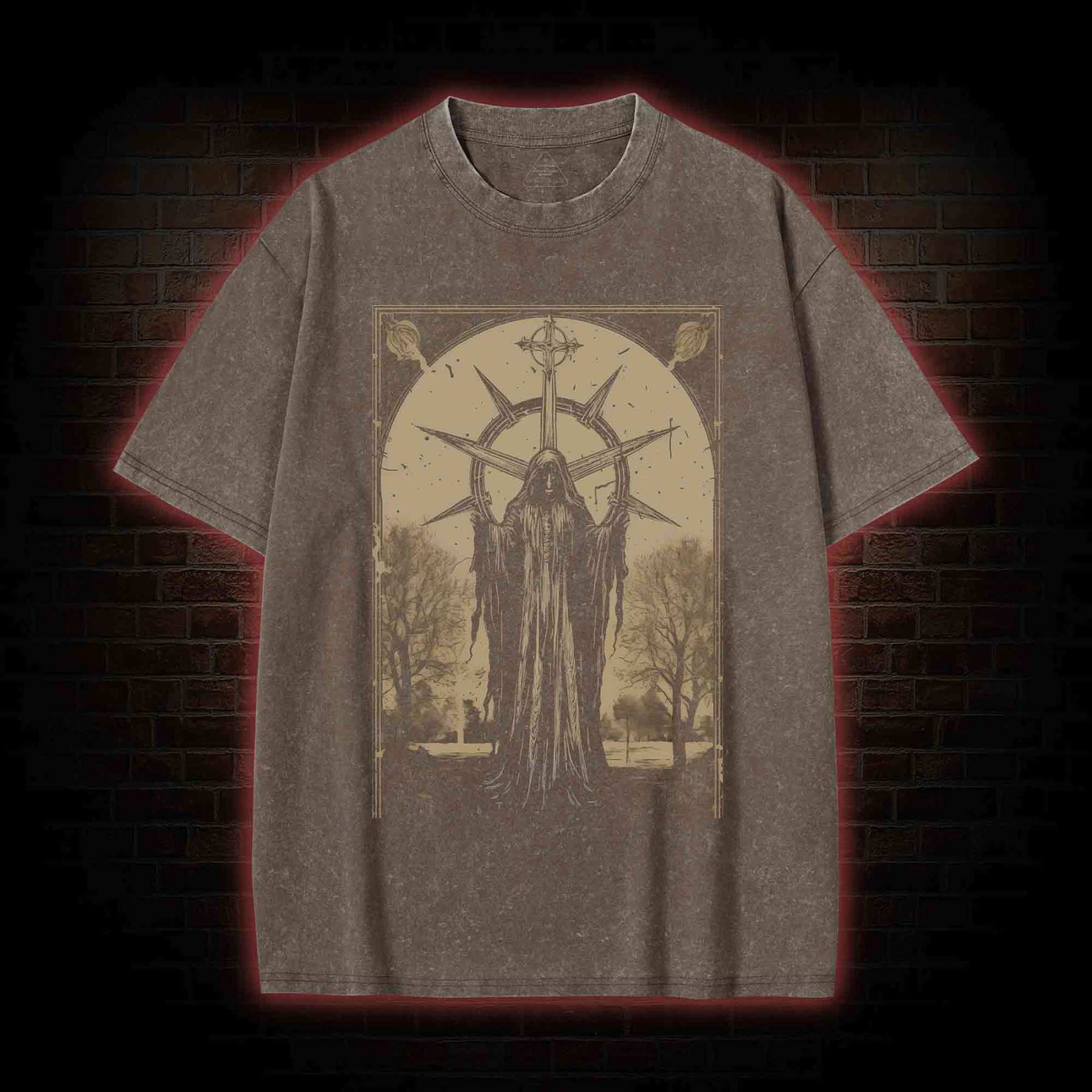 Death in Cloak Tarot Card Washed T-Shirt