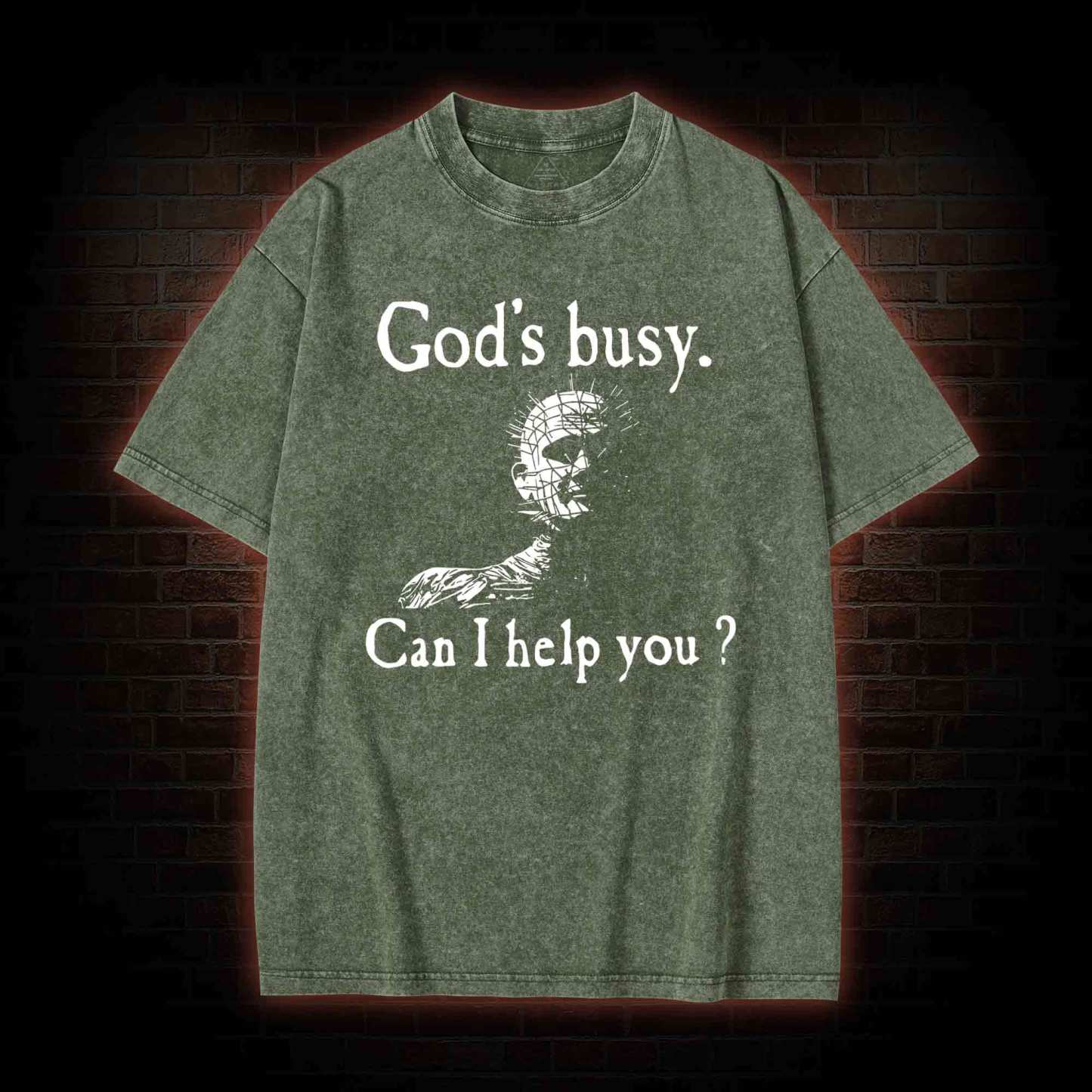 God’s Busy Can I Help You? Washed T-shirt