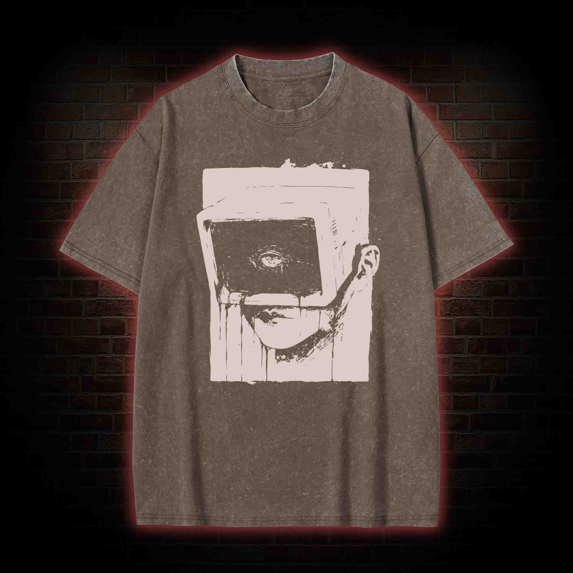 Weirdcore Dystopian Computer Washed T-shirt