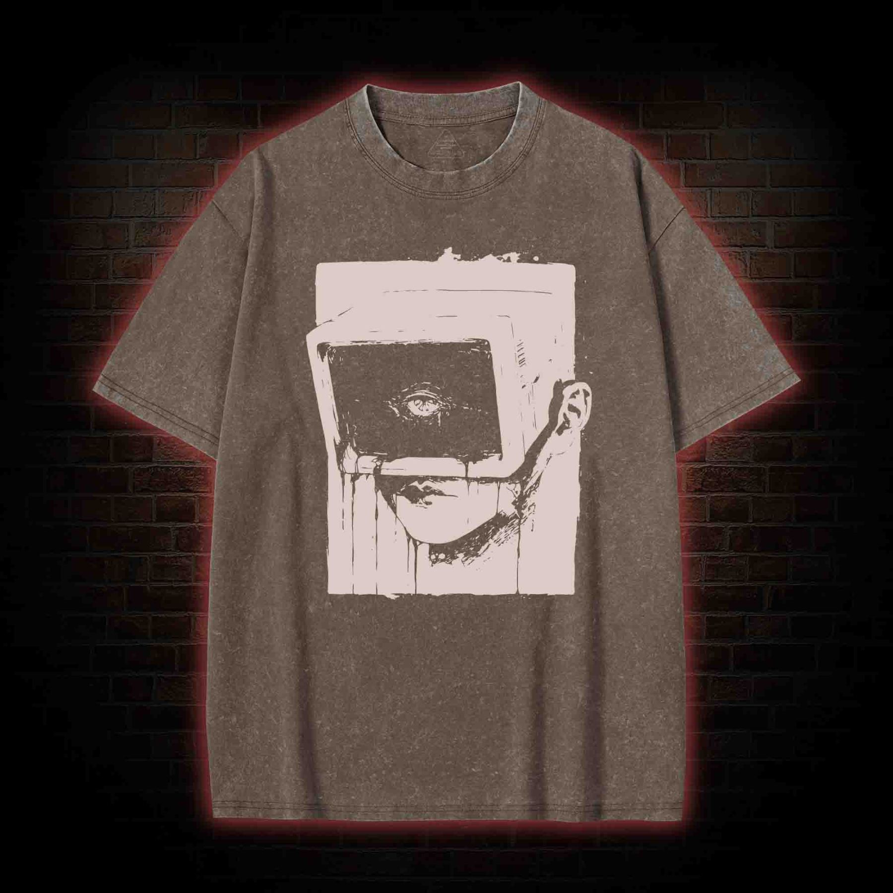 Weirdcore Dystopian Computer Washed T-shirt