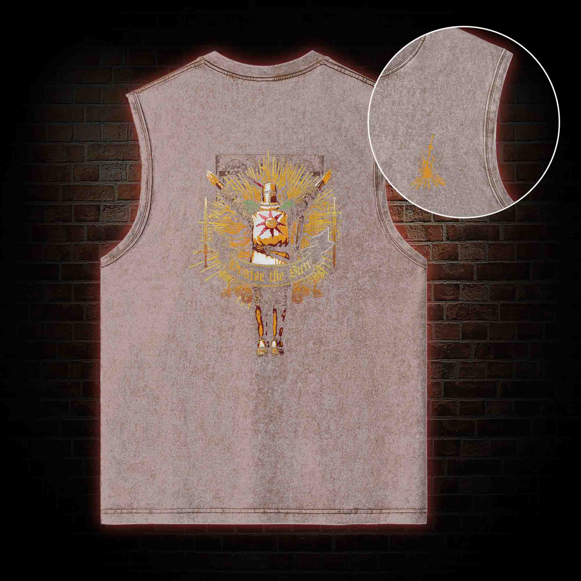 Praise the Sun Back Print Washed Tank Top