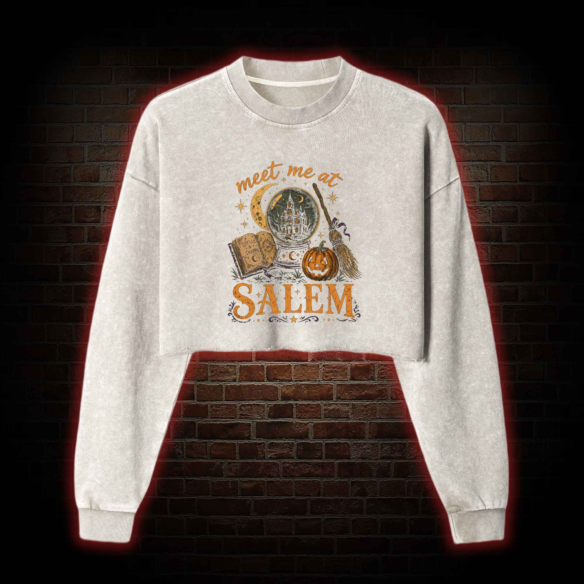 Meet Me at Salem Washed Cropped Sweatshirts