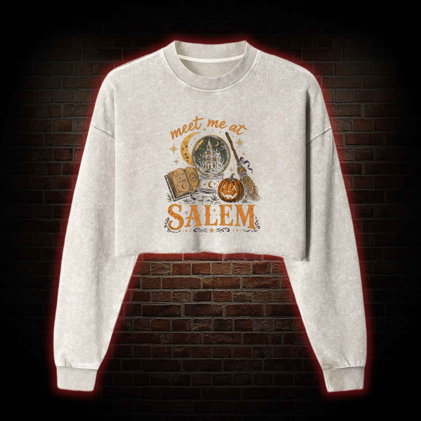 Meet Me at Salem Washed Cropped Sweatshirts