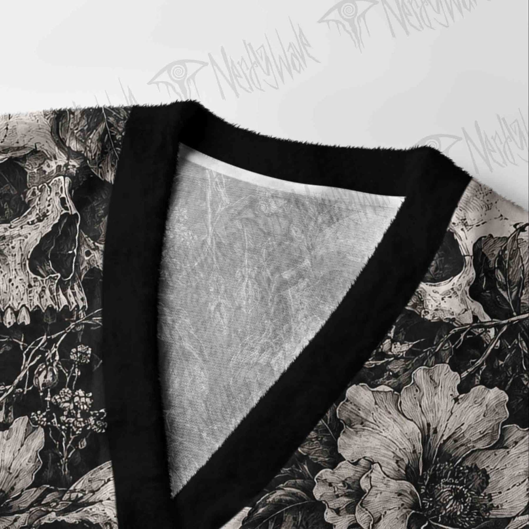 Skull and Blooming Flora Cardigan Sweater