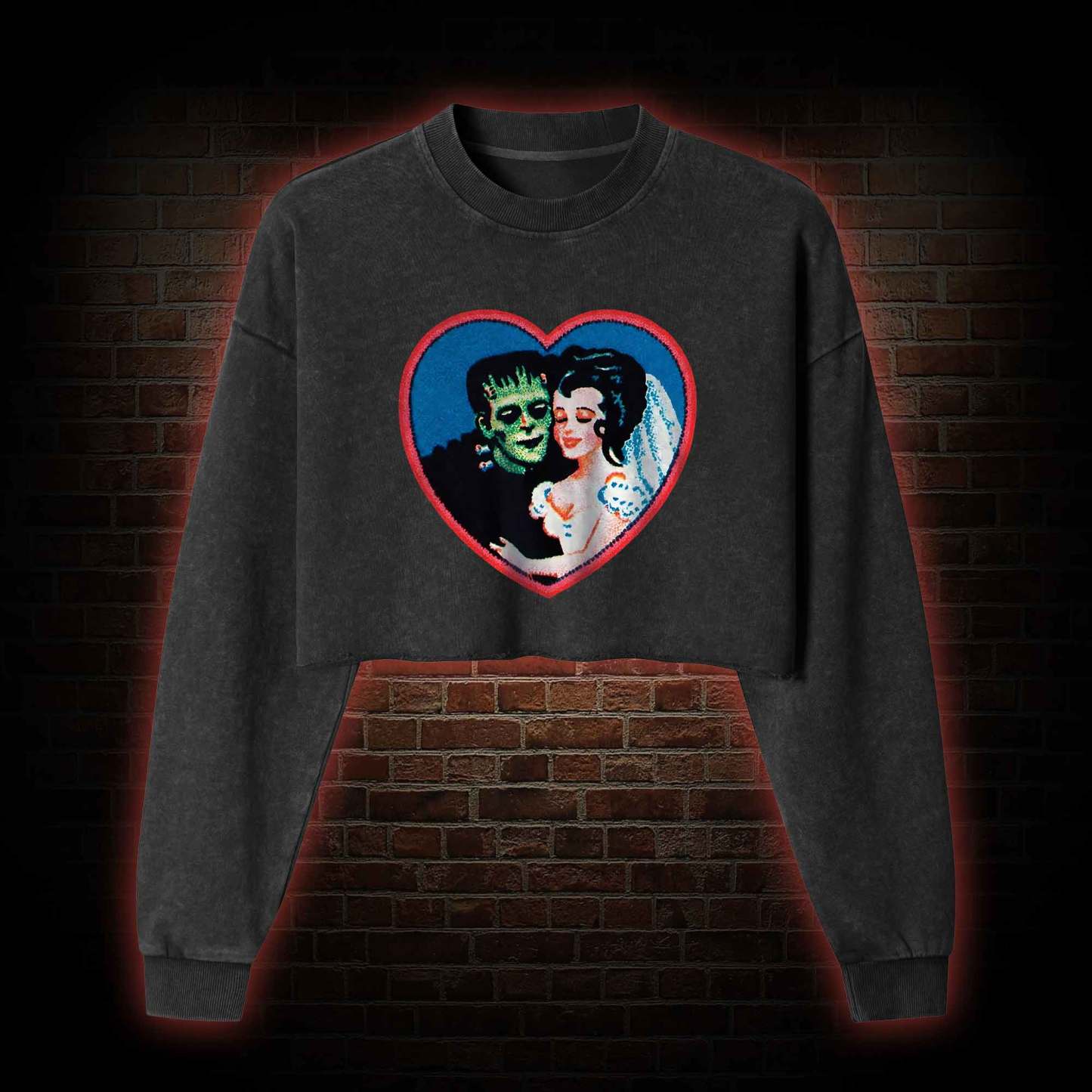 Monster Lover Washed Cropped Sweatshirts
