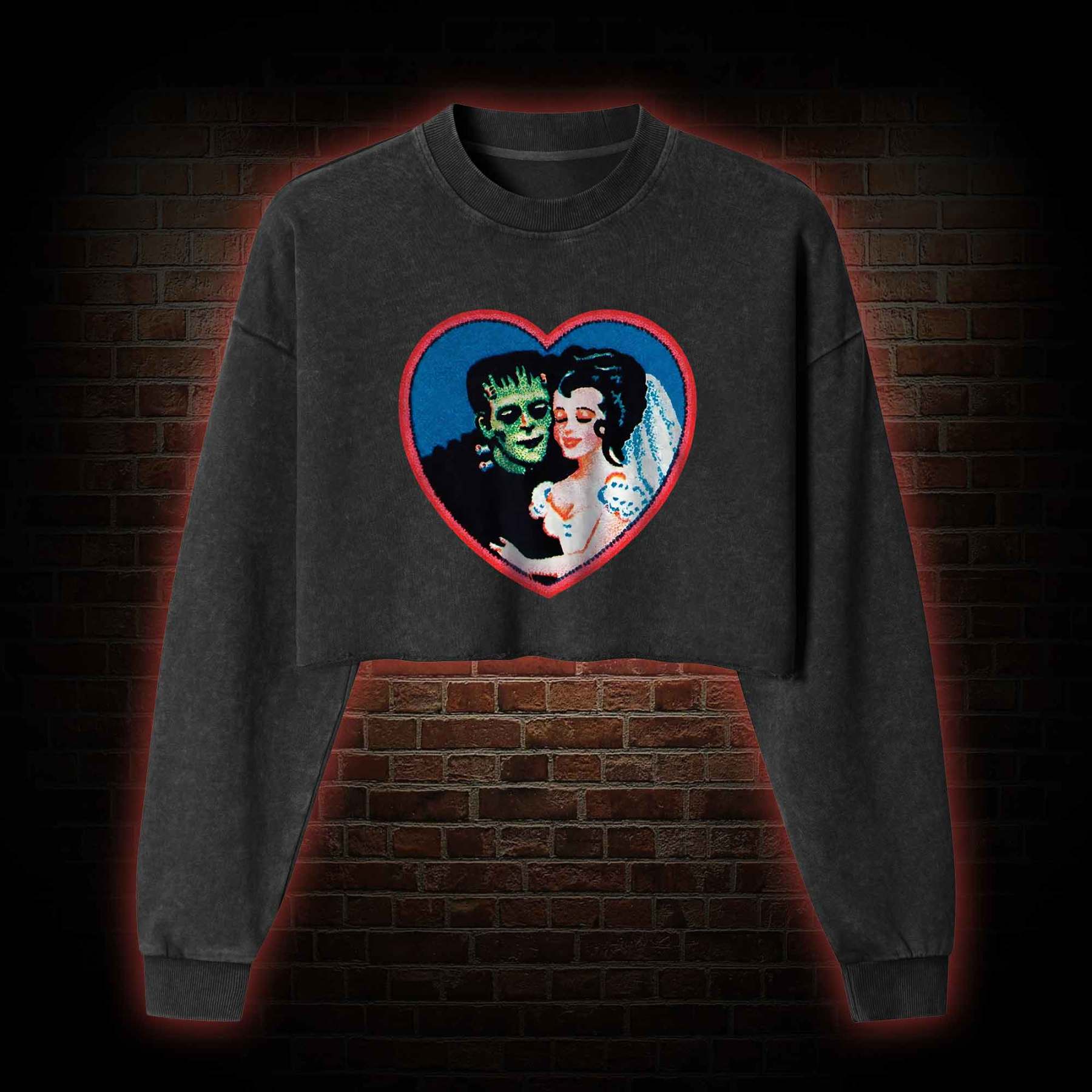Monster Lover Washed Cropped Sweatshirts