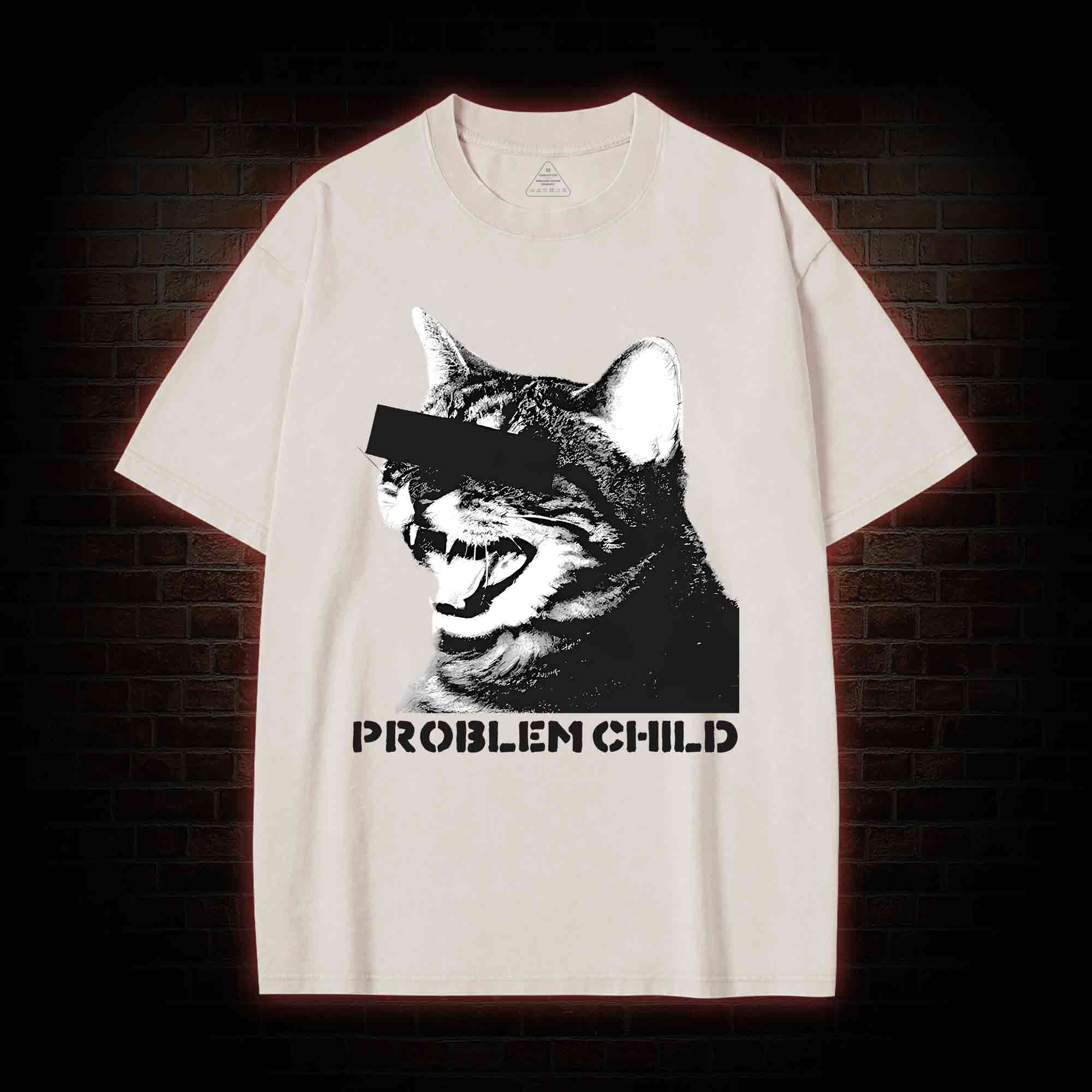 Problem Child Cat Washed T-shirt