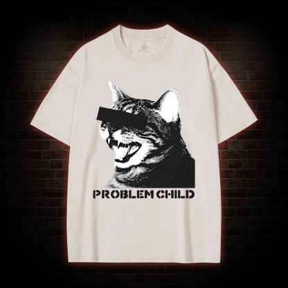 Problem Child Cat Washed T-shirt