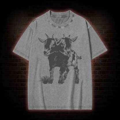 Two Headed Goat Washed T-shirt