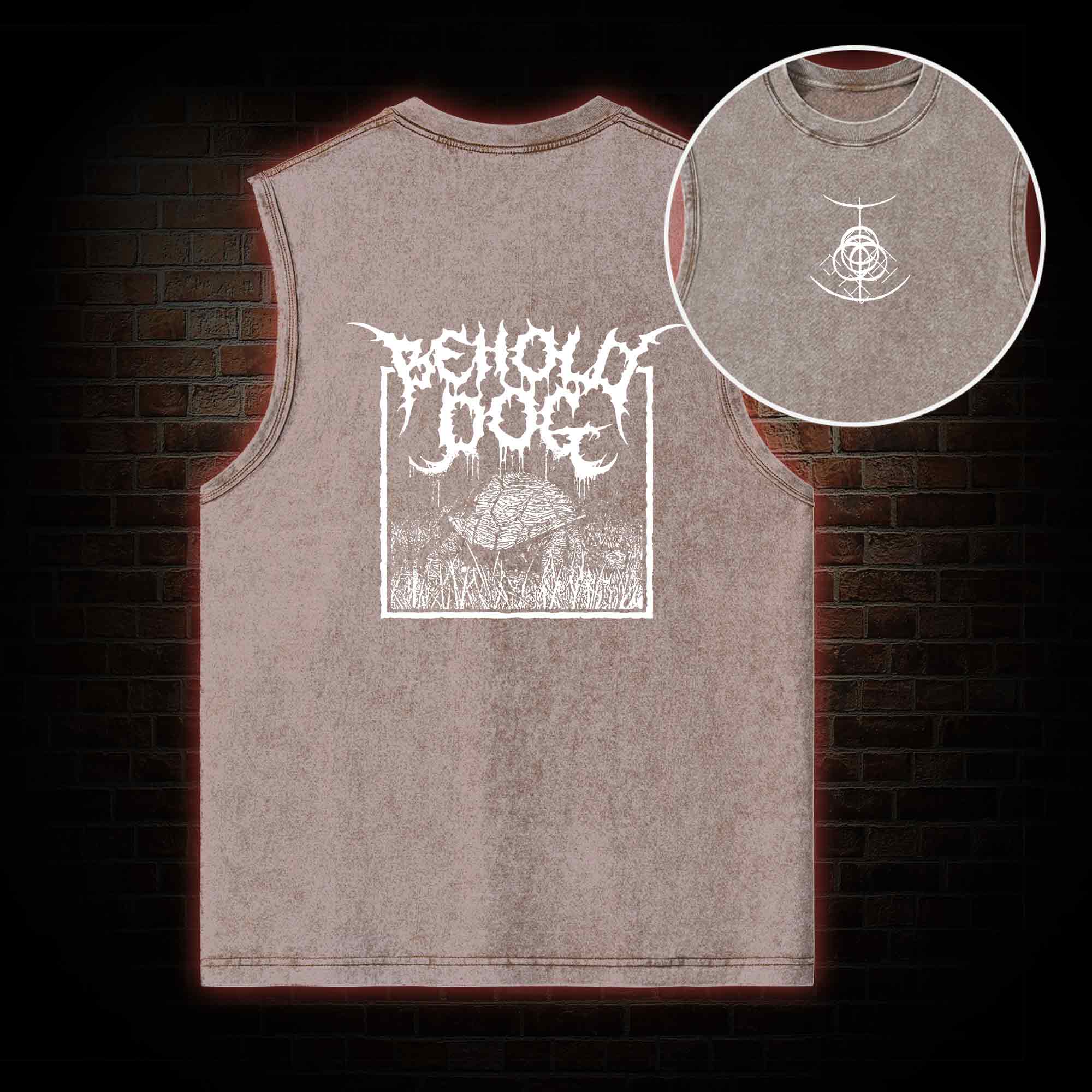 Behold Dog Back Print Washed Tank Top