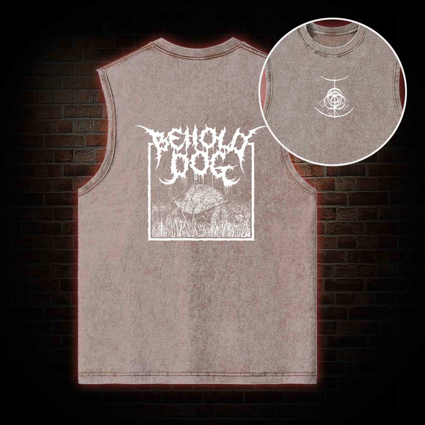 Behold Dog Back Print Washed Tank Top