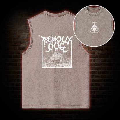 Behold Dog Back Print Washed Tank Top