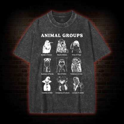 Animal Groups Washed T-shirt