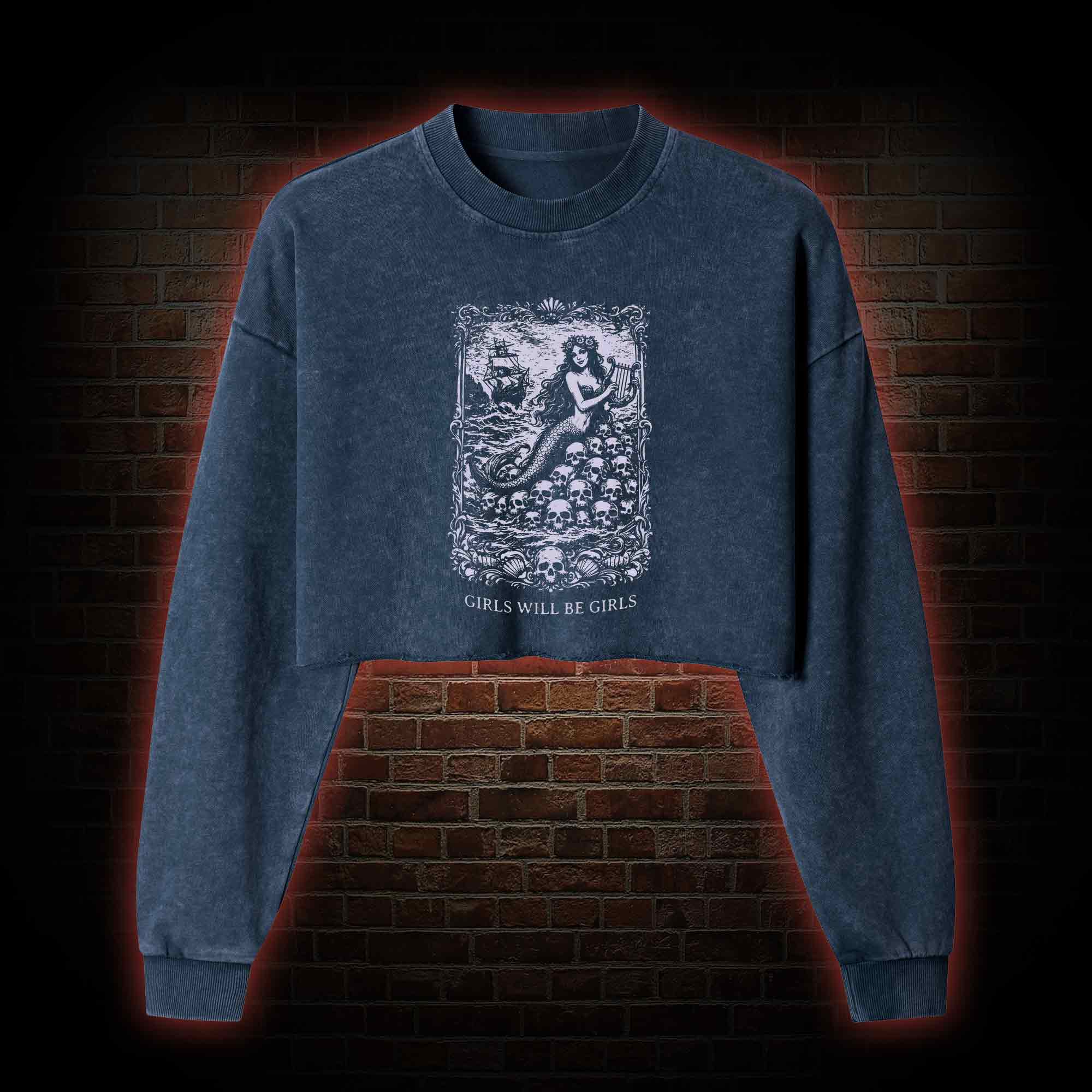 Girls will be Girls Greek mythology Washed Cropped Sweatshirts
