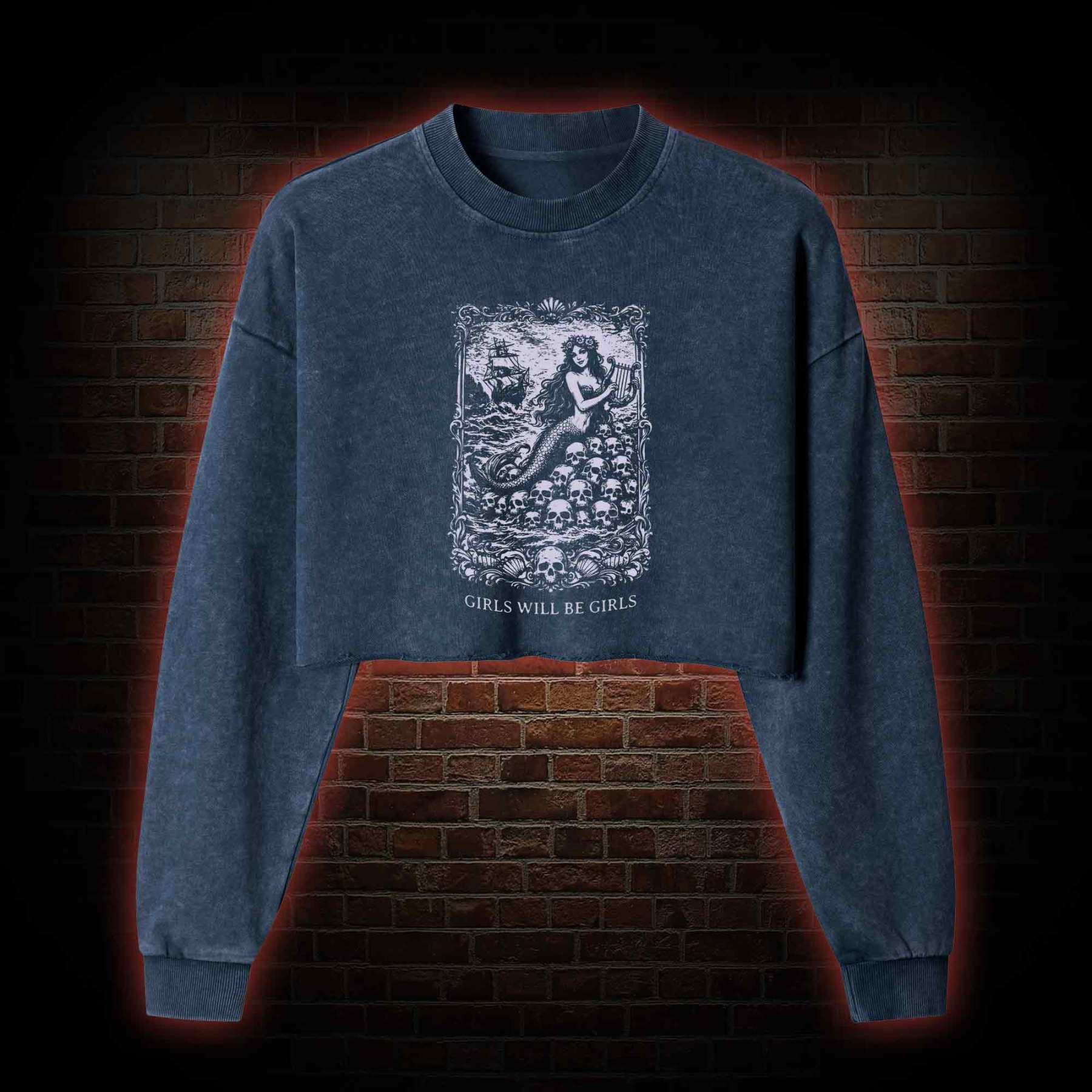 Girls will be Girls Greek mythology Washed Cropped Sweatshirts